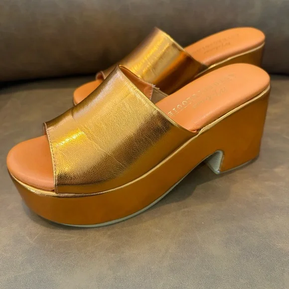 Anthropologie Matisse Terry Platform Sandals in Metallic Orange women’s size 7 - Picture 4 of 8